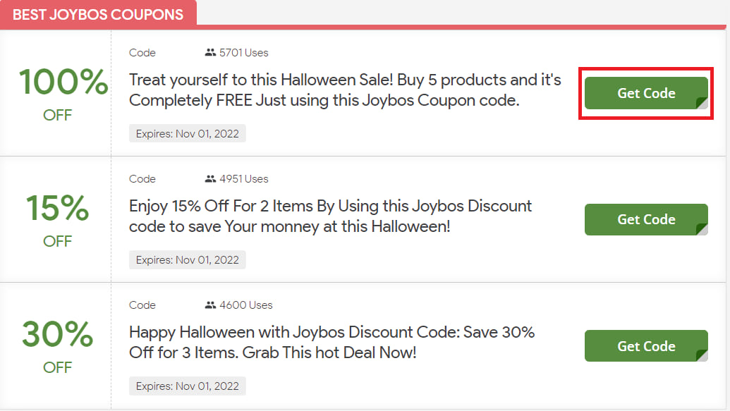 Joybos coupons